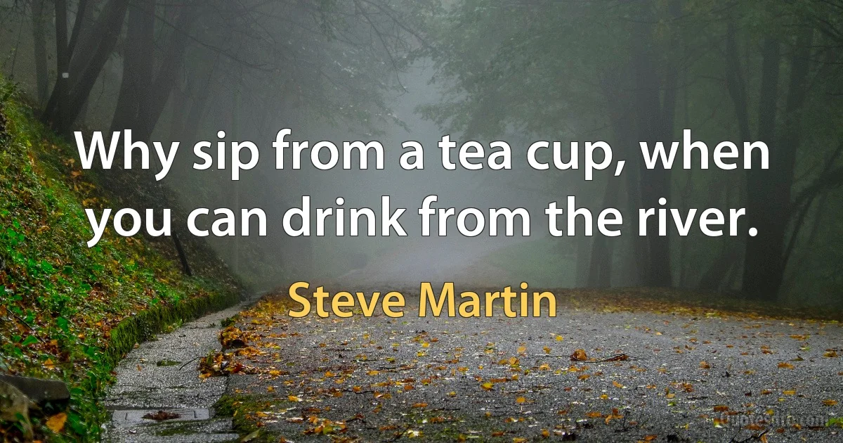 Why sip from a tea cup, when you can drink from the river. (Steve Martin)