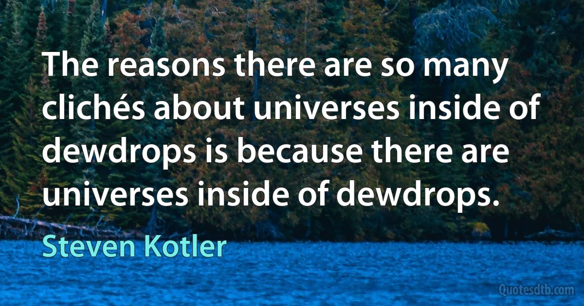 The reasons there are so many clichés about universes inside of dewdrops is because there are universes inside of dewdrops. (Steven Kotler)