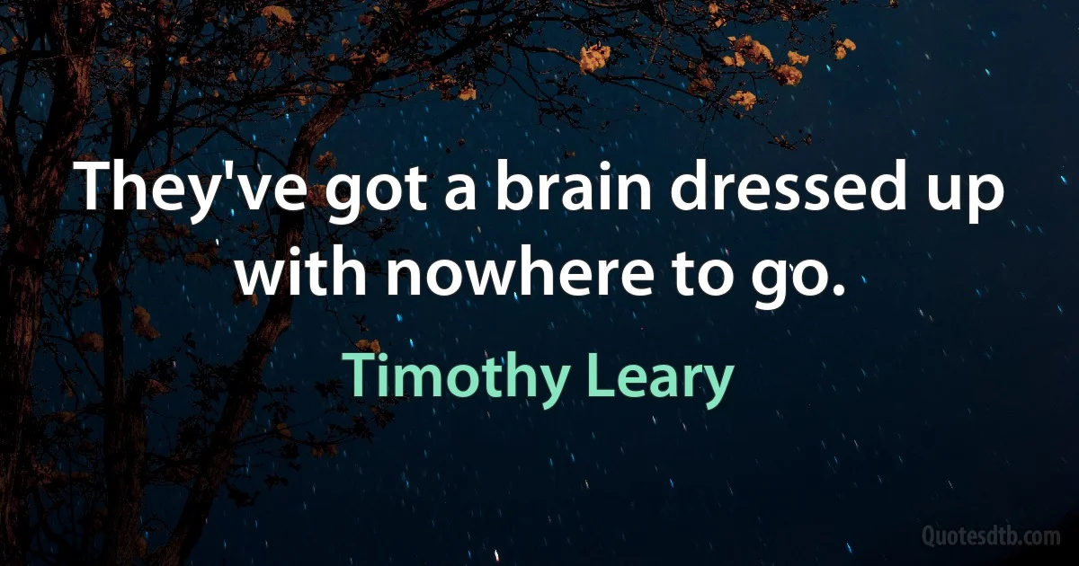 They've got a brain dressed up with nowhere to go. (Timothy Leary)