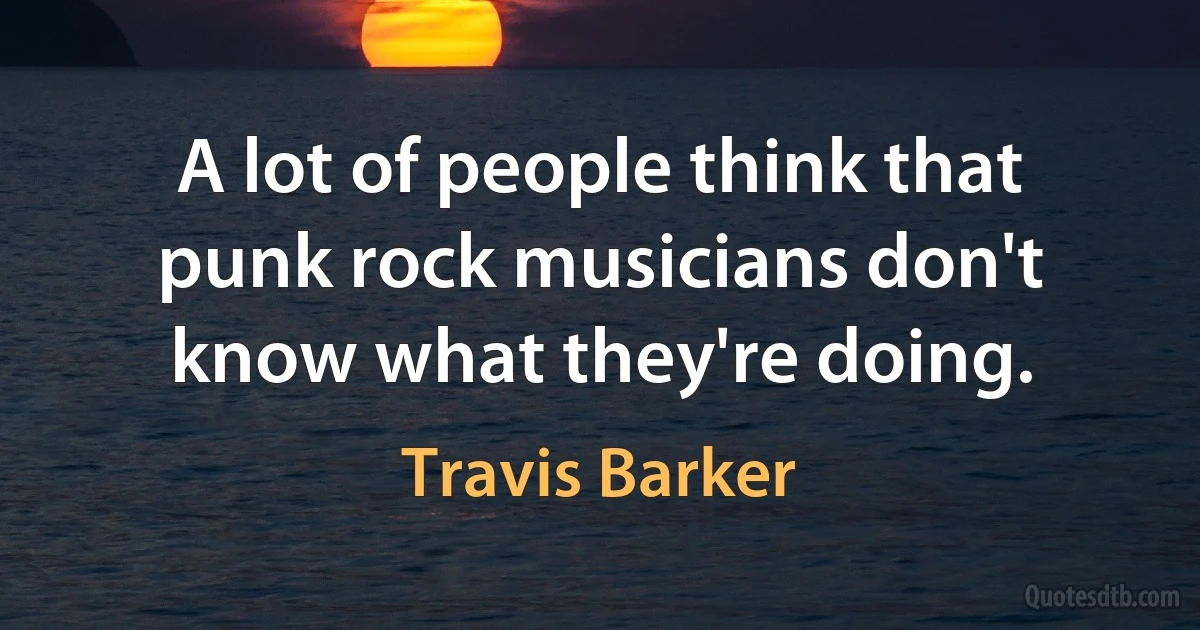 A lot of people think that punk rock musicians don't know what they're doing. (Travis Barker)