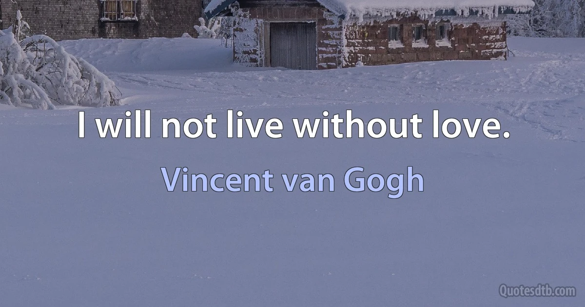 I will not live without love. (Vincent van Gogh)