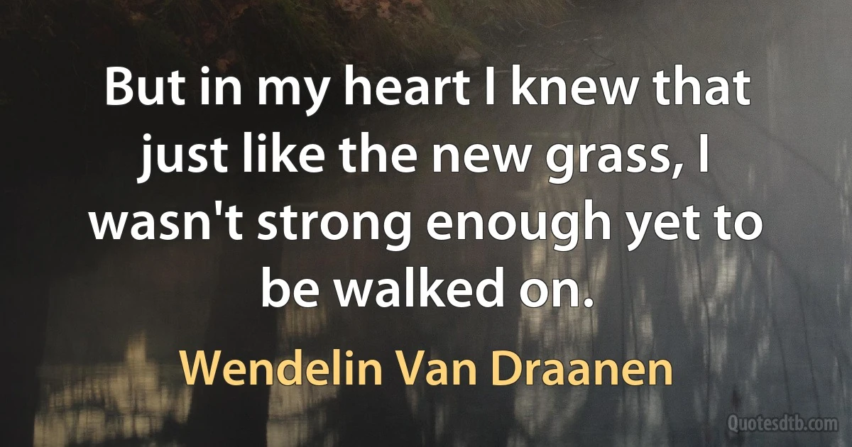 But in my heart I knew that just like the new grass, I wasn't strong enough yet to be walked on. (Wendelin Van Draanen)