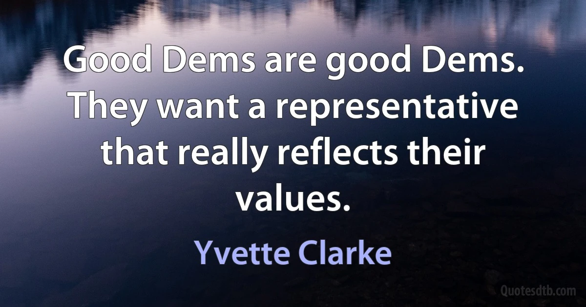 Good Dems are good Dems. They want a representative that really reflects their values. (Yvette Clarke)