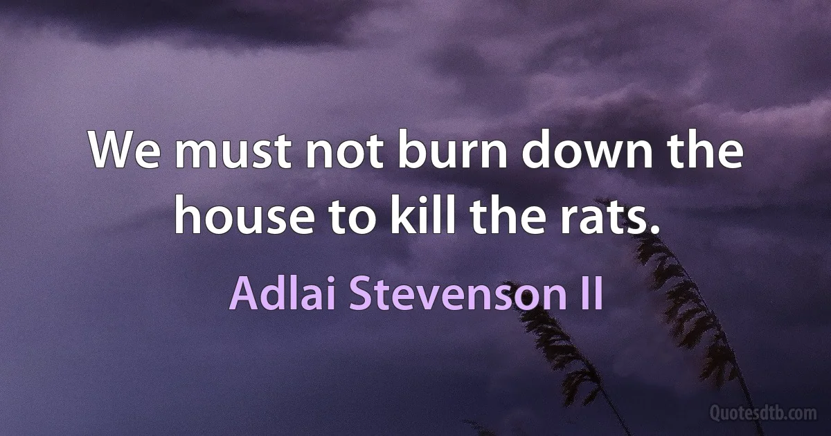 We must not burn down the house to kill the rats. (Adlai Stevenson II)