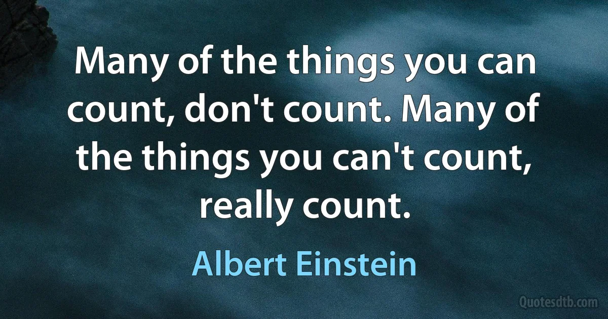 Many of the things you can count, don't count. Many of the things you can't count, really count. (Albert Einstein)