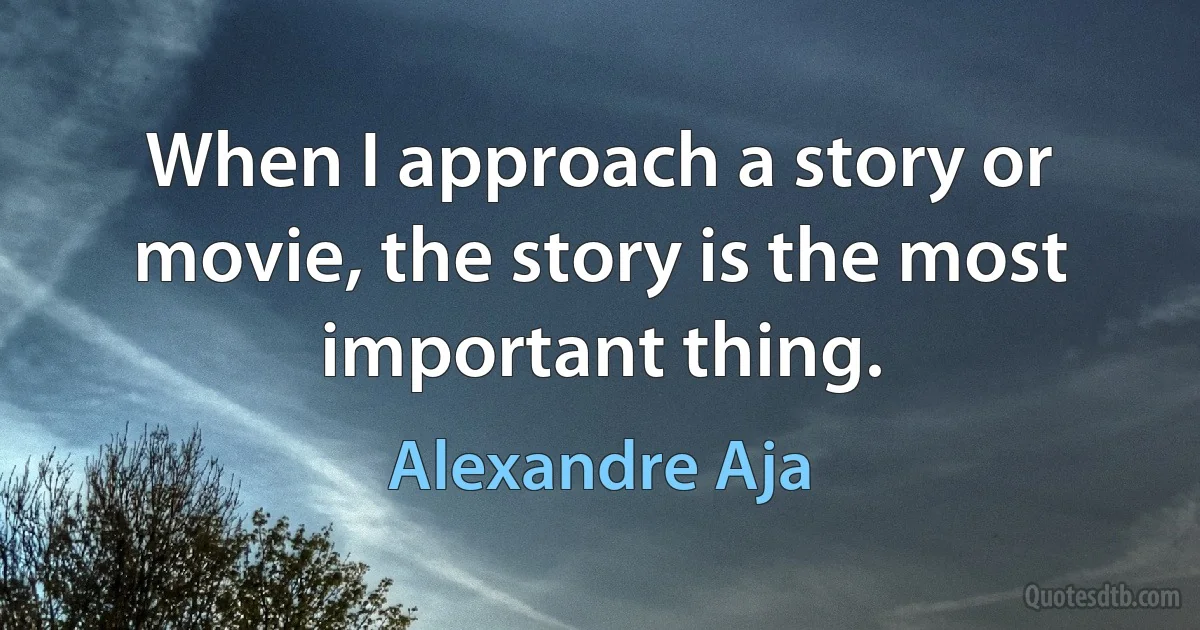 When I approach a story or movie, the story is the most important thing. (Alexandre Aja)