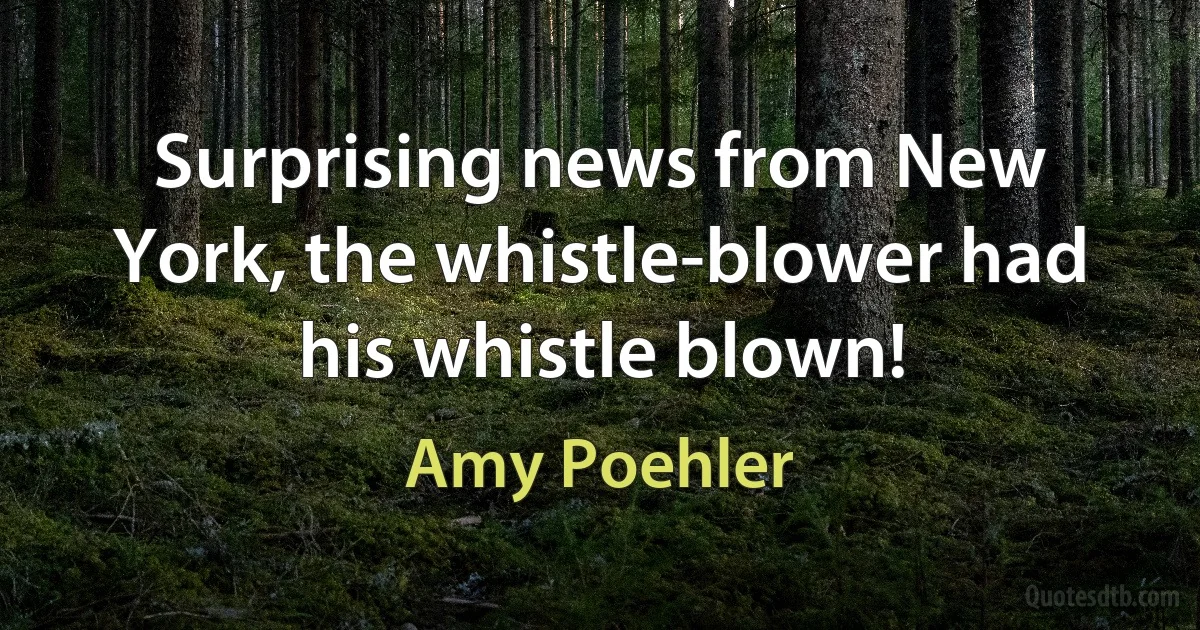 Surprising news from New York, the whistle-blower had his whistle blown! (Amy Poehler)