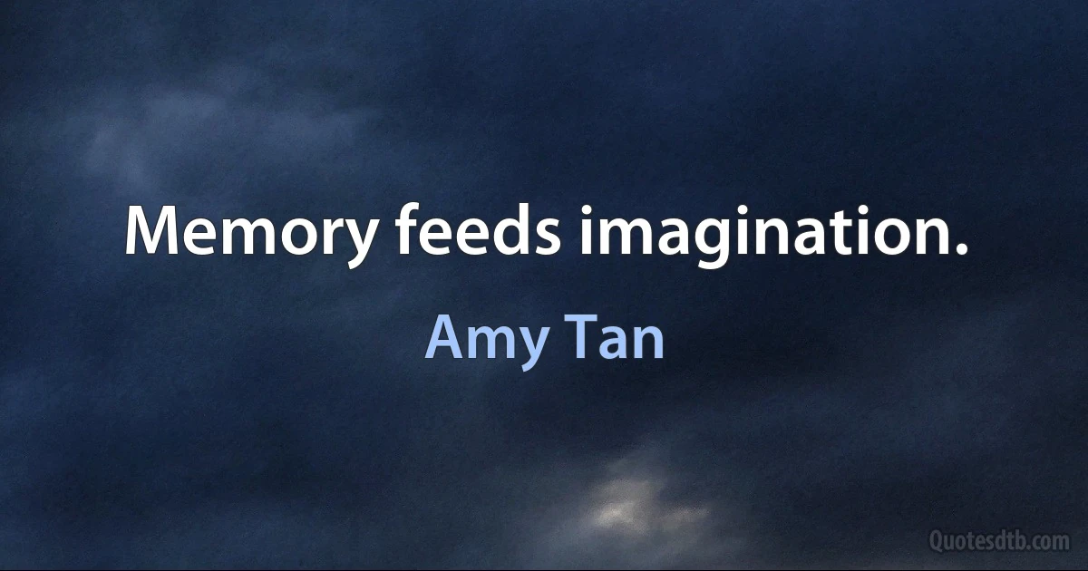 Memory feeds imagination. (Amy Tan)