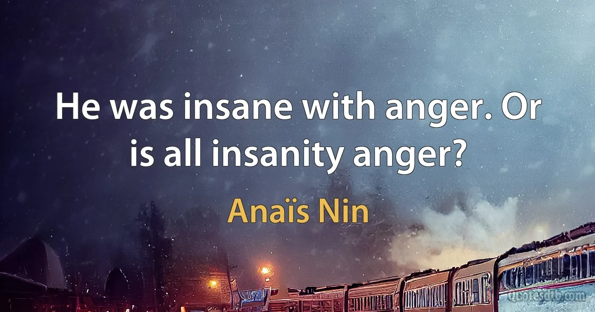 He was insane with anger. Or is all insanity anger? (Anaïs Nin)