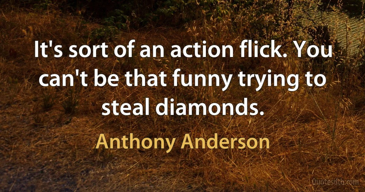 It's sort of an action flick. You can't be that funny trying to steal diamonds. (Anthony Anderson)