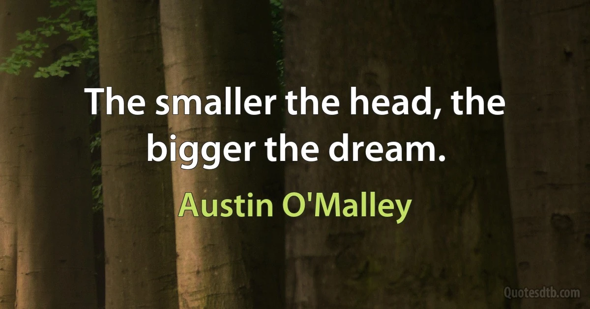 The smaller the head, the bigger the dream. (Austin O'Malley)