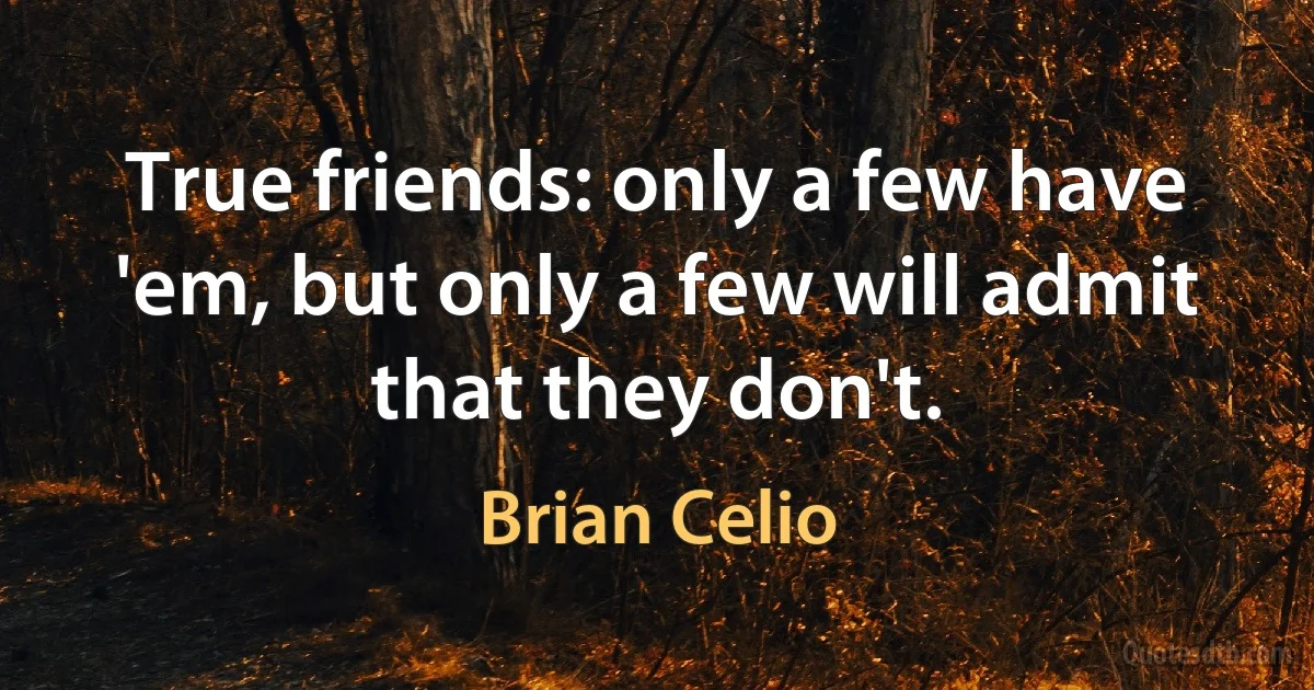 True friends: only a few have 'em, but only a few will admit that they don't. (Brian Celio)