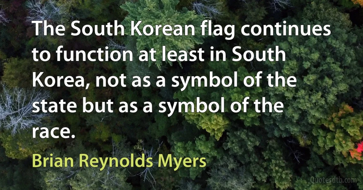 The South Korean flag continues to function at least in South Korea, not as a symbol of the state but as a symbol of the race. (Brian Reynolds Myers)