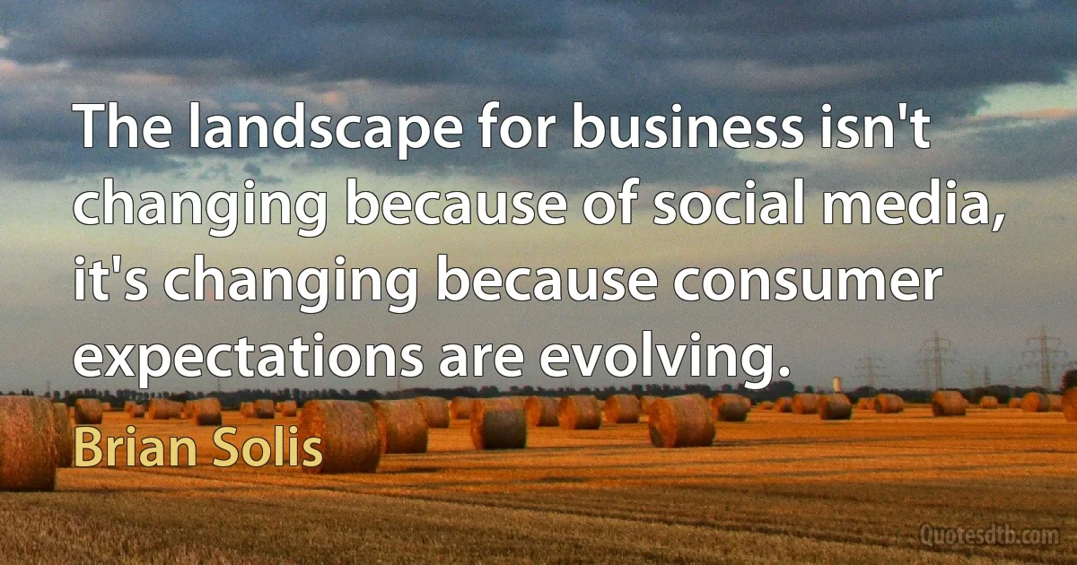 The landscape for business isn't changing because of social media, it's changing because consumer expectations are evolving. (Brian Solis)