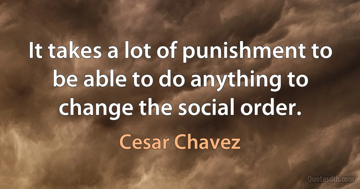 It takes a lot of punishment to be able to do anything to change the social order. (Cesar Chavez)