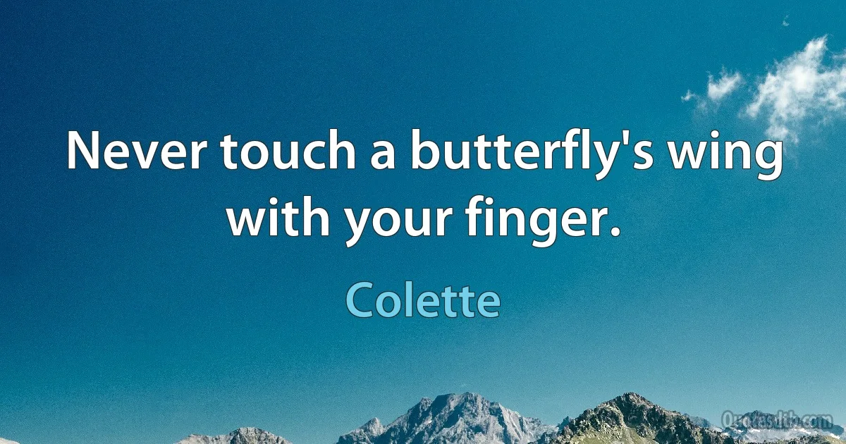 Never touch a butterfly's wing with your finger. (Colette)