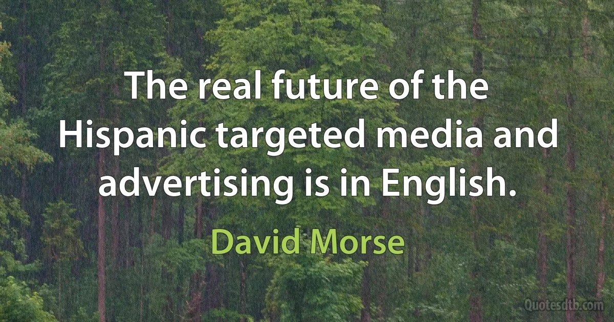 The real future of the Hispanic targeted media and advertising is in English. (David Morse)