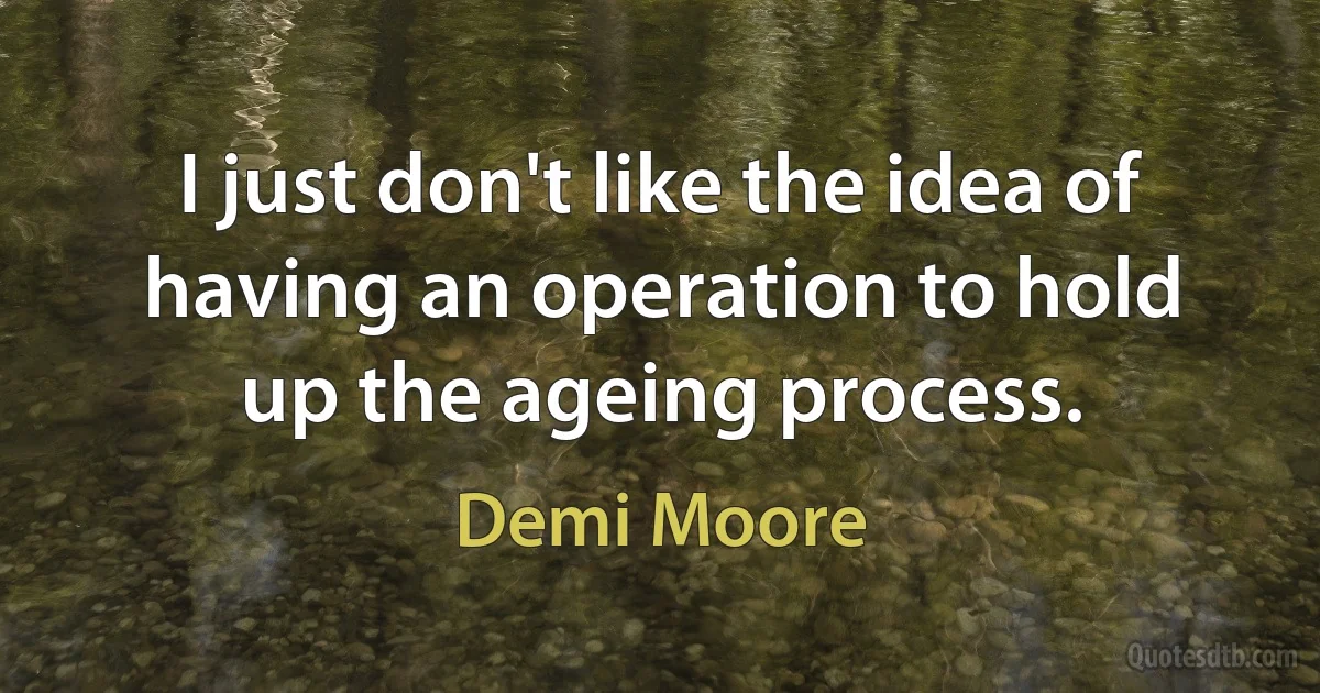 I just don't like the idea of having an operation to hold up the ageing process. (Demi Moore)