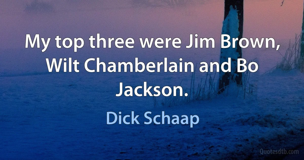 My top three were Jim Brown, Wilt Chamberlain and Bo Jackson. (Dick Schaap)