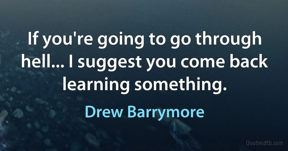 If you're going to go through hell... I suggest you come back learning something. (Drew Barrymore)