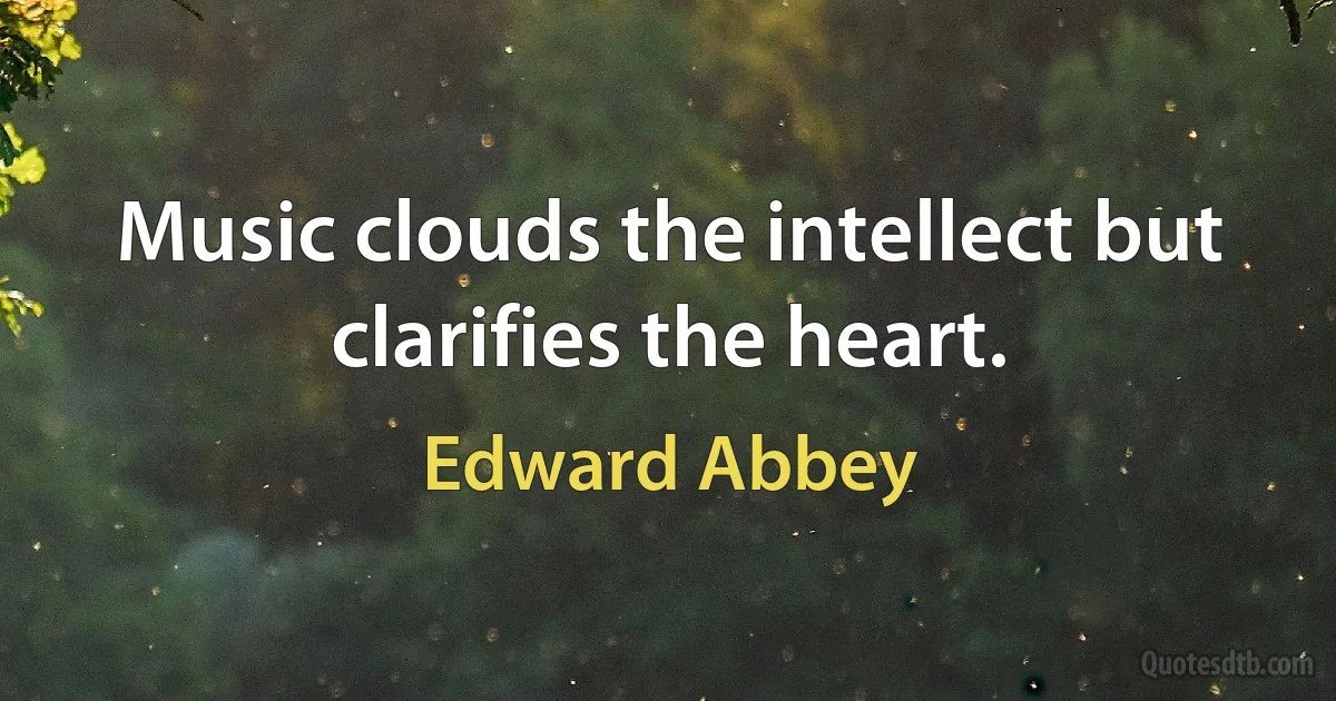 Music clouds the intellect but clarifies the heart. (Edward Abbey)