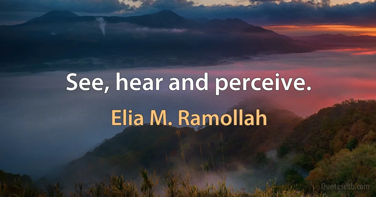 See, hear and perceive. (Elia M. Ramollah)