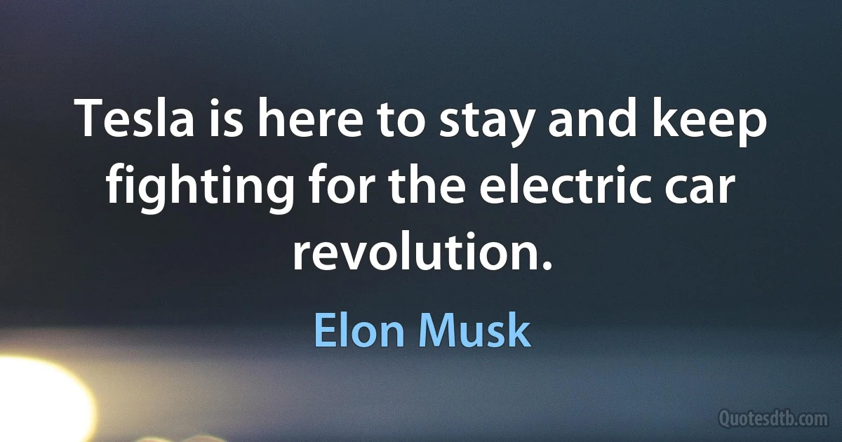 Tesla is here to stay and keep fighting for the electric car revolution. (Elon Musk)