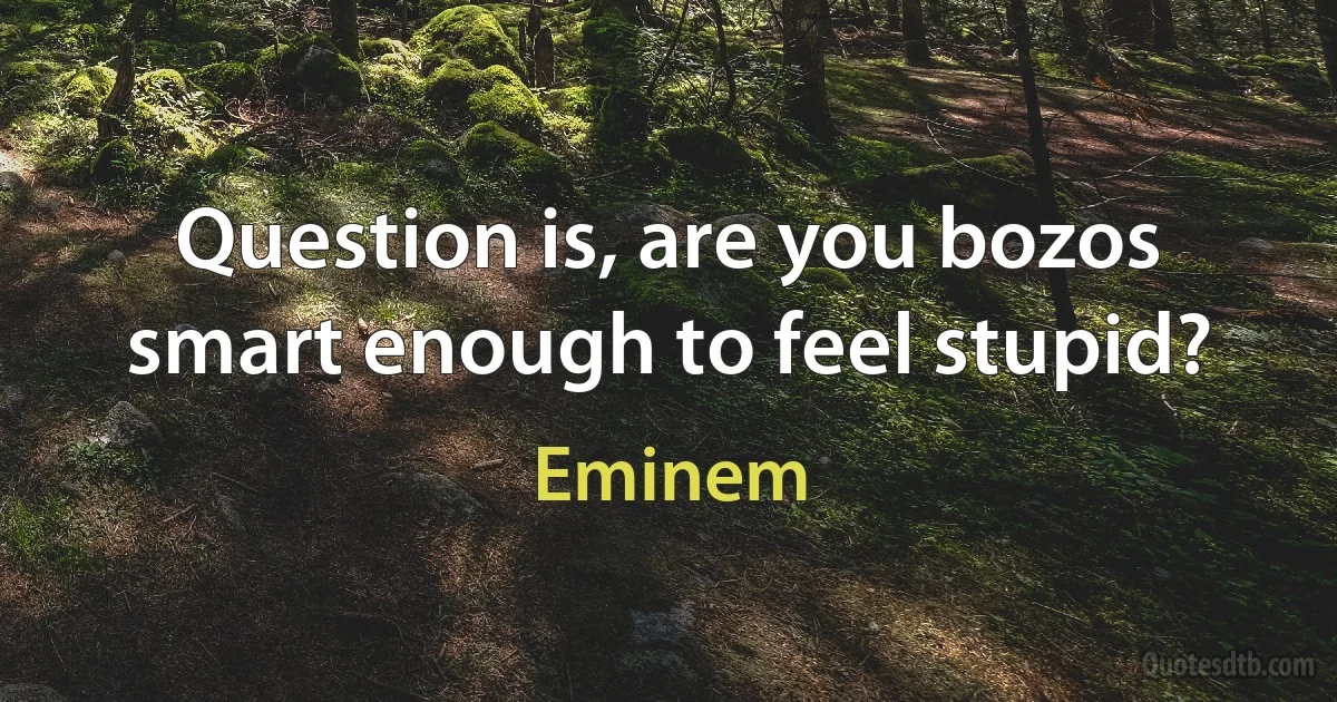 Question is, are you bozos smart enough to feel stupid? (Eminem)