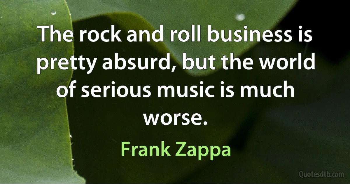 The rock and roll business is pretty absurd, but the world of serious music is much worse. (Frank Zappa)