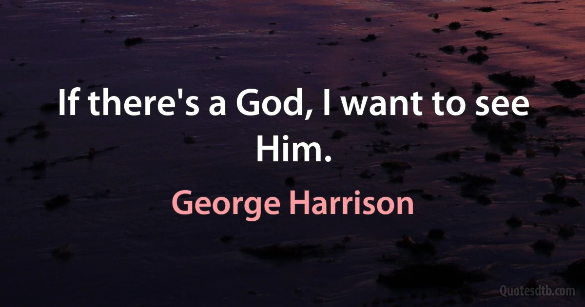 If there's a God, I want to see Him. (George Harrison)