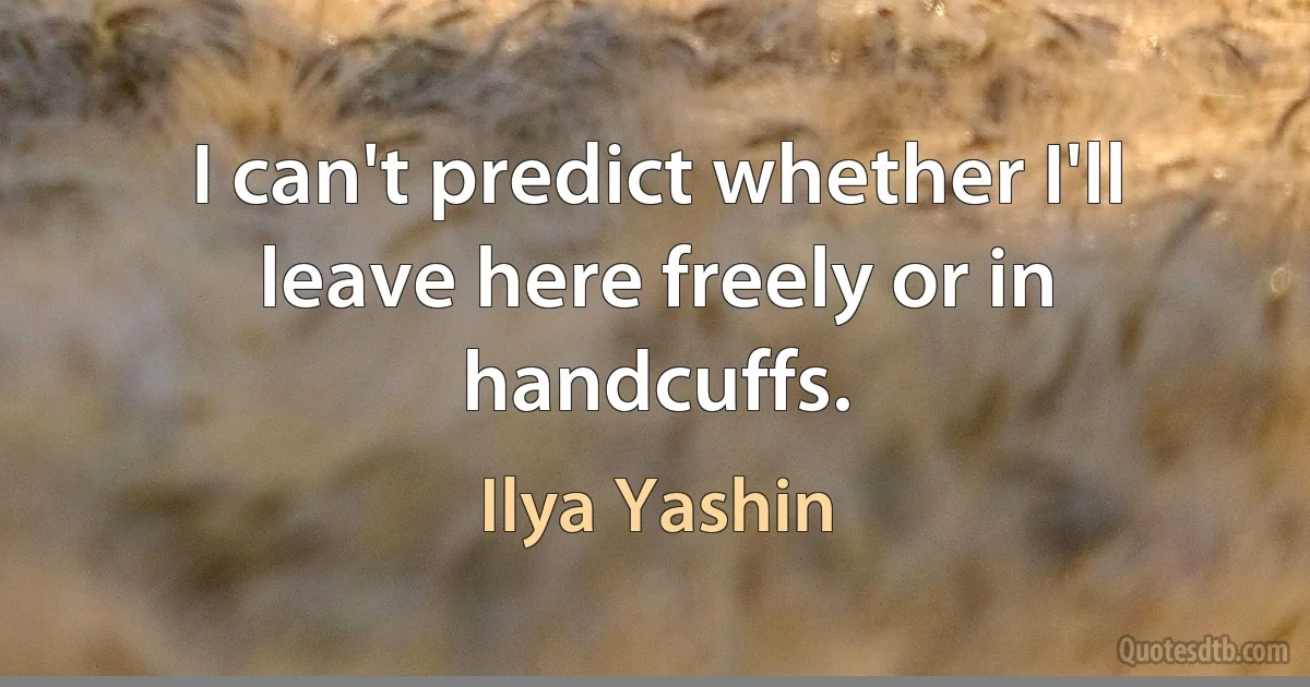 I can't predict whether I'll leave here freely or in handcuffs. (Ilya Yashin)