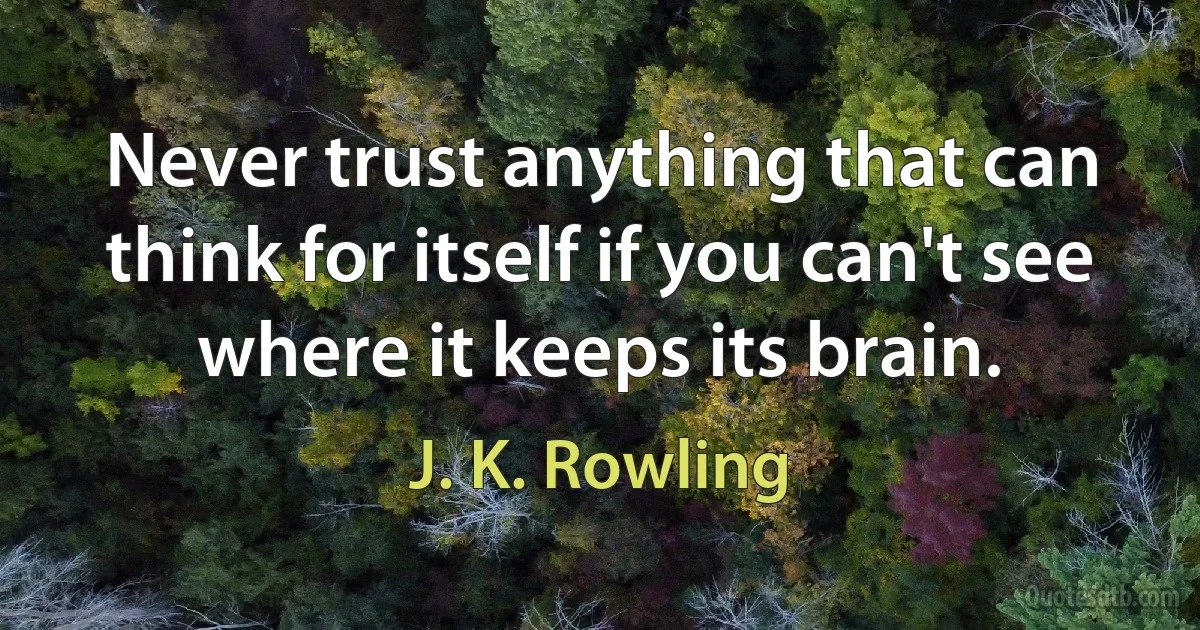 Never trust anything that can think for itself if you can't see where it keeps its brain. (J. K. Rowling)