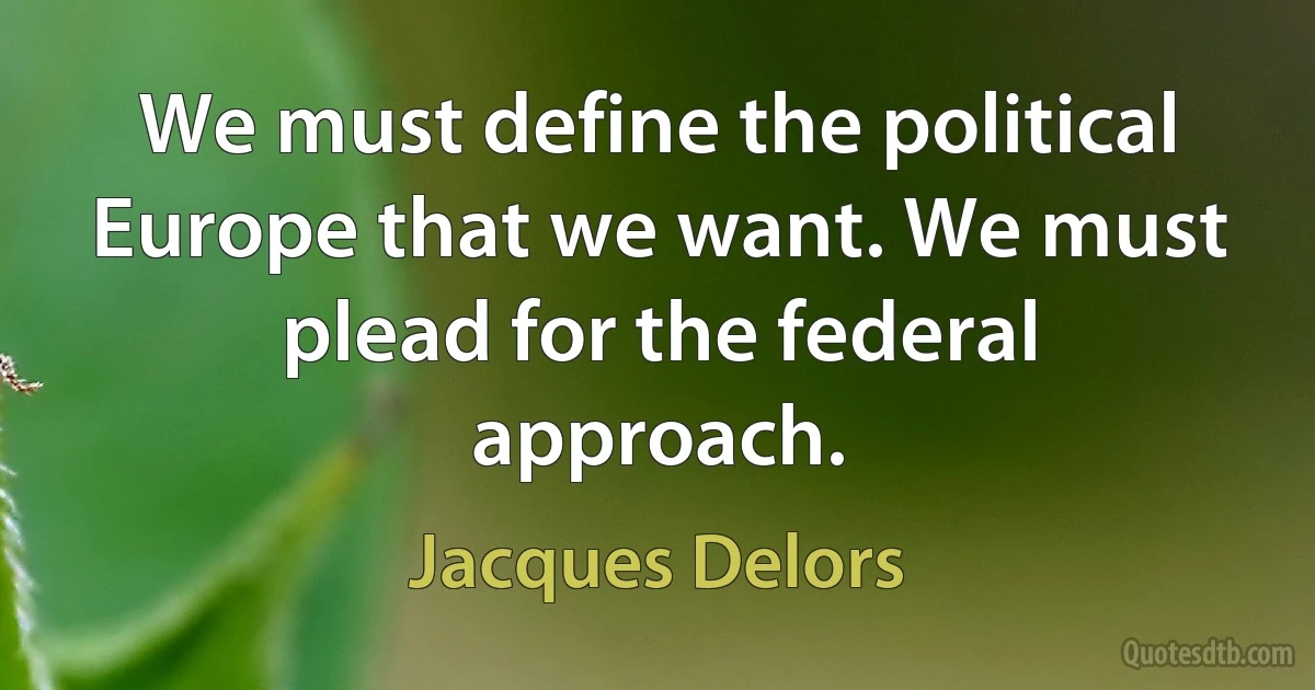 We must define the political Europe that we want. We must plead for the federal approach. (Jacques Delors)