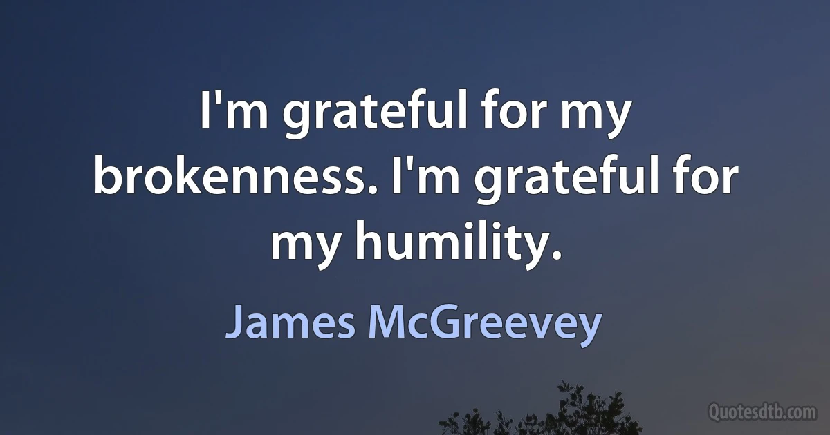 I'm grateful for my brokenness. I'm grateful for my humility. (James McGreevey)