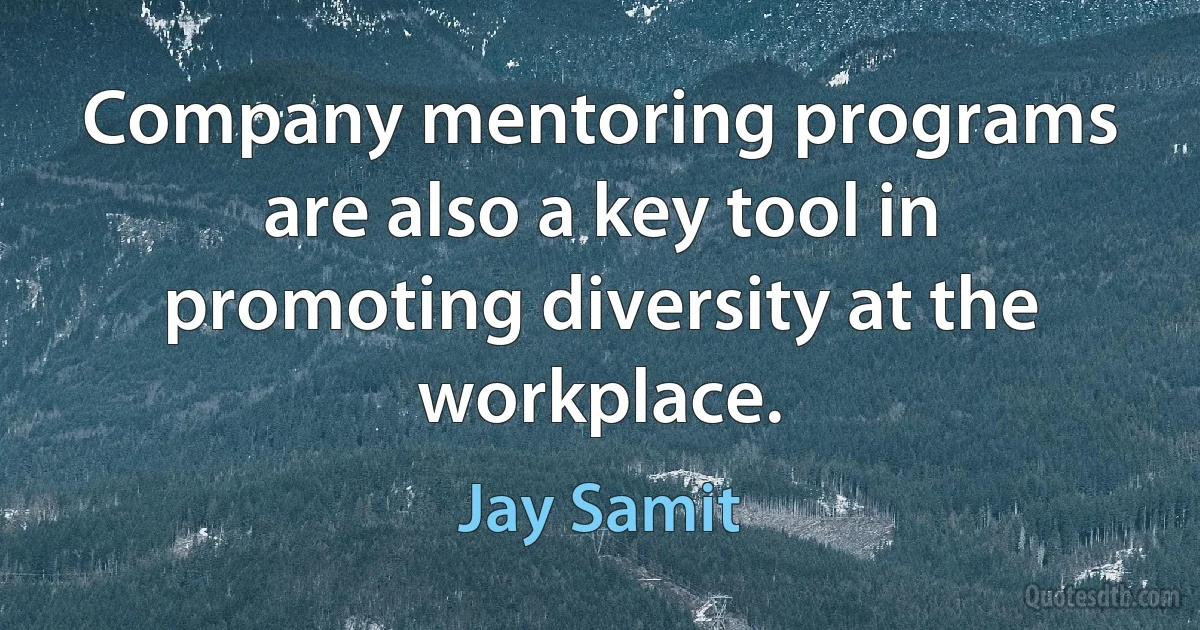 Company mentoring programs are also a key tool in promoting diversity at the workplace. (Jay Samit)