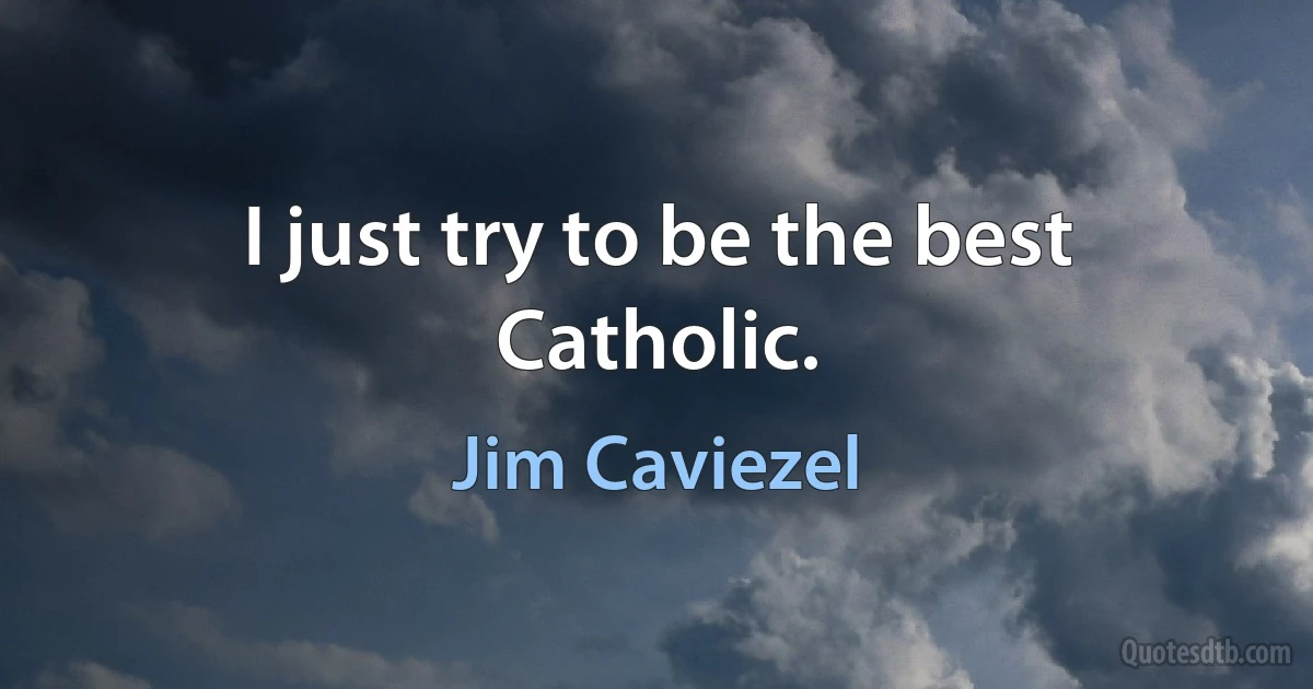 I just try to be the best Catholic. (Jim Caviezel)