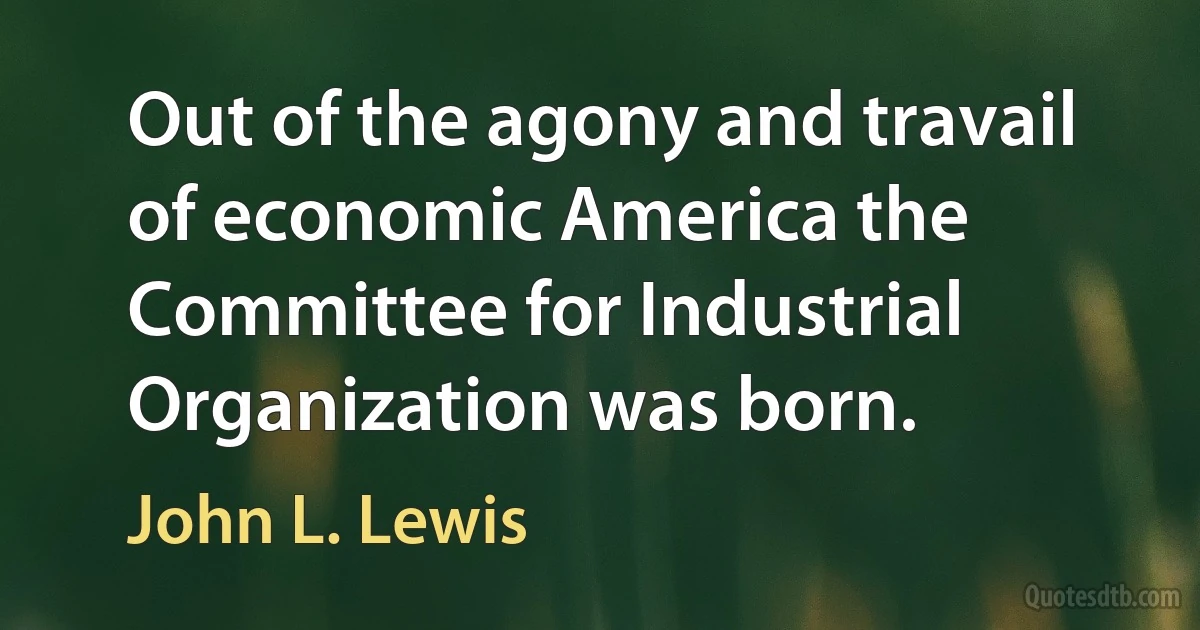 Out of the agony and travail of economic America the Committee for Industrial Organization was born. (John L. Lewis)