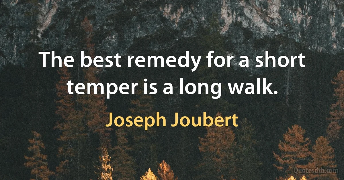 The best remedy for a short temper is a long walk. (Joseph Joubert)