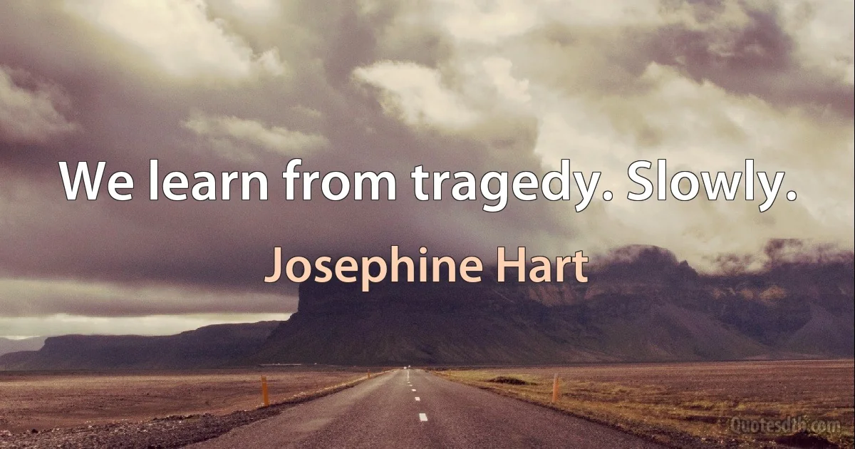 We learn from tragedy. Slowly. (Josephine Hart)