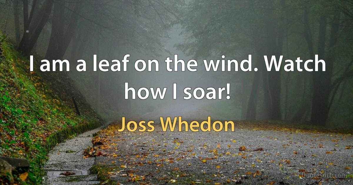 I am a leaf on the wind. Watch how I soar! (Joss Whedon)