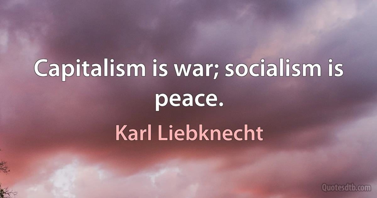 Capitalism is war; socialism is peace. (Karl Liebknecht)