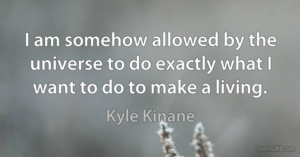 I am somehow allowed by the universe to do exactly what I want to do to make a living. (Kyle Kinane)