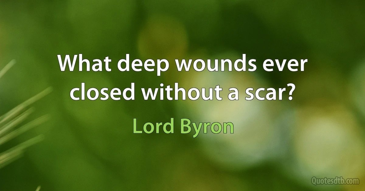 What deep wounds ever closed without a scar? (Lord Byron)