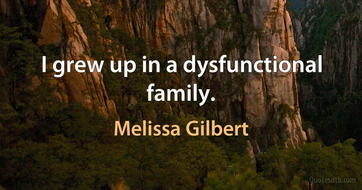 I grew up in a dysfunctional family. (Melissa Gilbert)