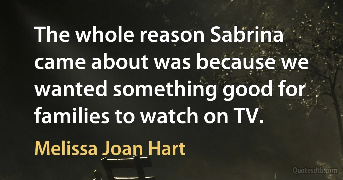 The whole reason Sabrina came about was because we wanted something good for families to watch on TV. (Melissa Joan Hart)