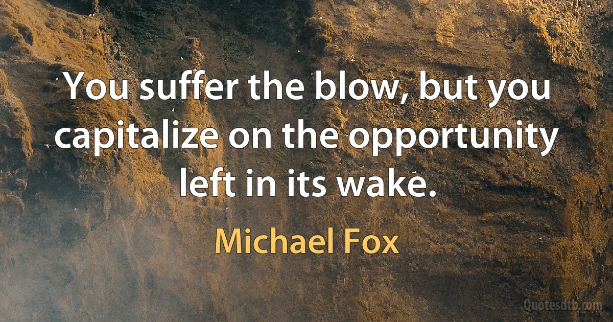 You suffer the blow, but you capitalize on the opportunity left in its wake. (Michael Fox)