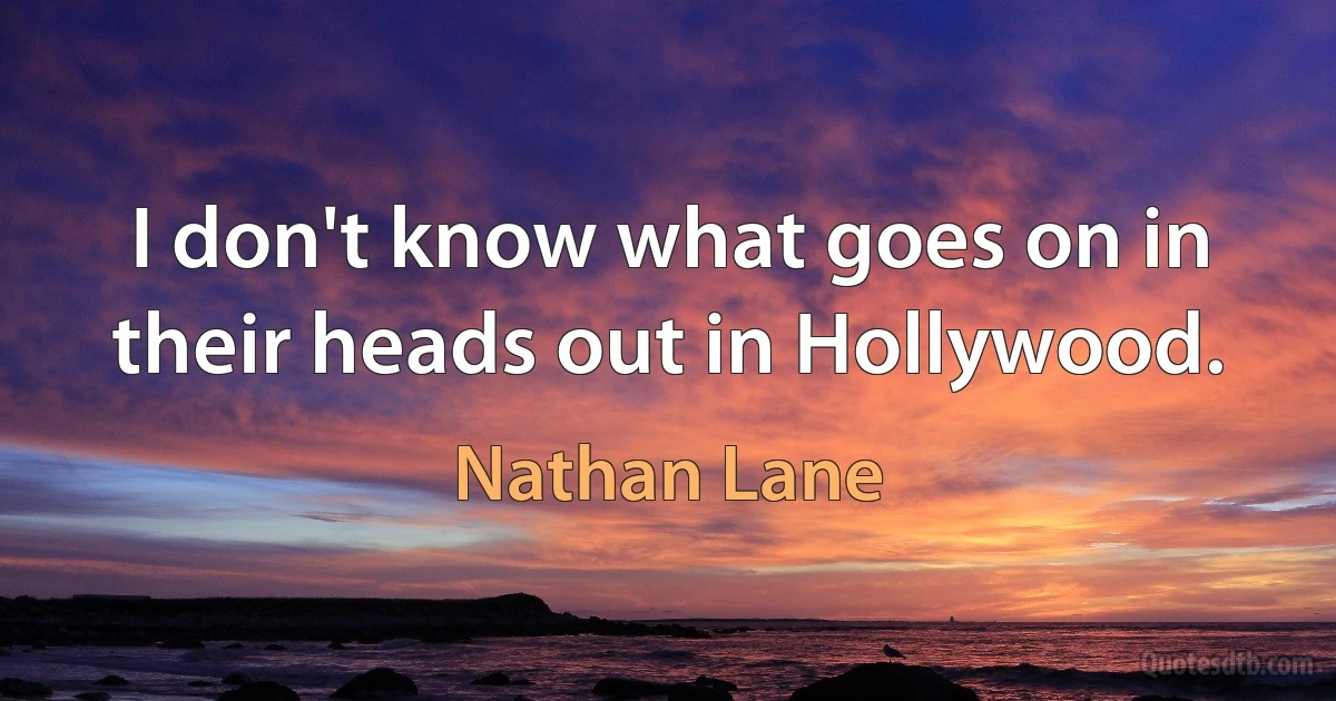 I don't know what goes on in their heads out in Hollywood. (Nathan Lane)