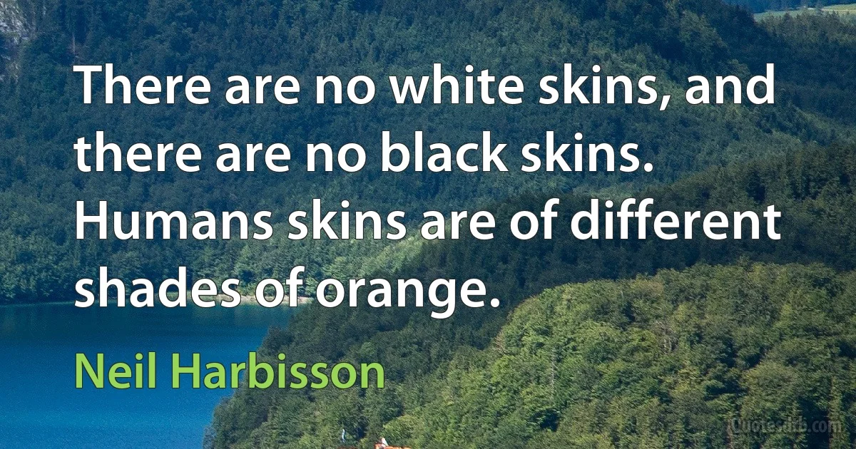 There are no white skins, and there are no black skins. Humans skins are of different shades of orange. (Neil Harbisson)