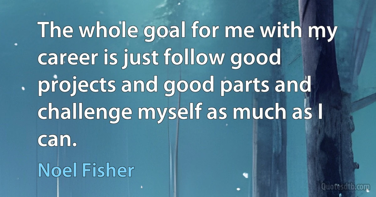 The whole goal for me with my career is just follow good projects and good parts and challenge myself as much as I can. (Noel Fisher)