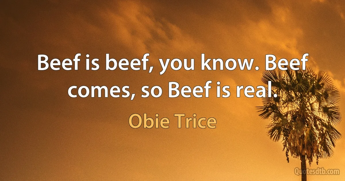 Beef is beef, you know. Beef comes, so Beef is real. (Obie Trice)